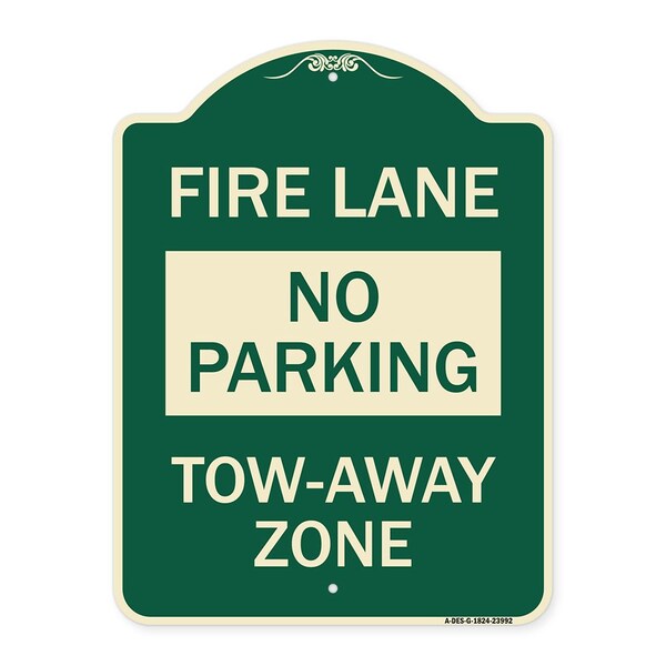 Signmission Fire Lane No Parking Tow-Away Zone Heavy-Gauge Aluminum Architectural Sign, 24" x 18", G-1824-23992 A-DES-G-1824-23992 - main